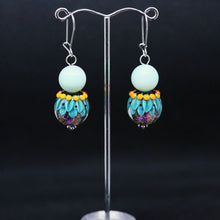 Load image into Gallery viewer, Striking Blue and Orange Earrings with Glass Beads by Regis Teixera

