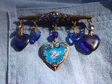 Load image into Gallery viewer, Vintage Heart Brooch with glass and enamelled beads
