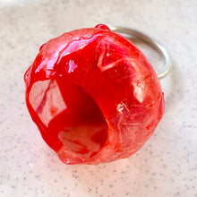 Load image into Gallery viewer, Quirky Red Silicon and Moonstone Ring by Shan Shan Mok
