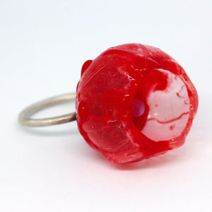 Quirky Red Silicon and Moonstone Ring by Shan Shan Mok
