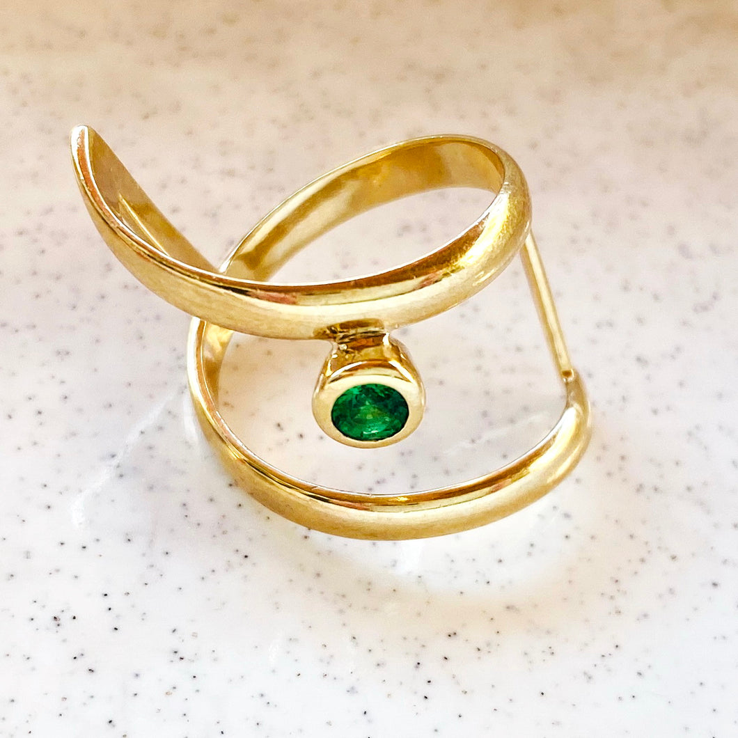 Gold and Tsavorite Gemstone Ring by Kristina Karter