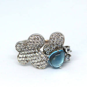Exquisite Butterfly Platinum, Topaz & Chantilly Ring