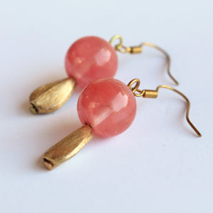 Cherry Quartz and Gold Plated Earrings. SOLD