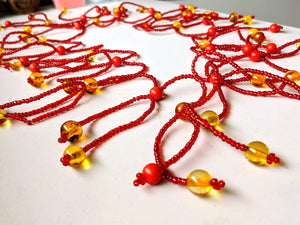 Really Long Red Beaded Necklace By Sionemaletau Falemaka