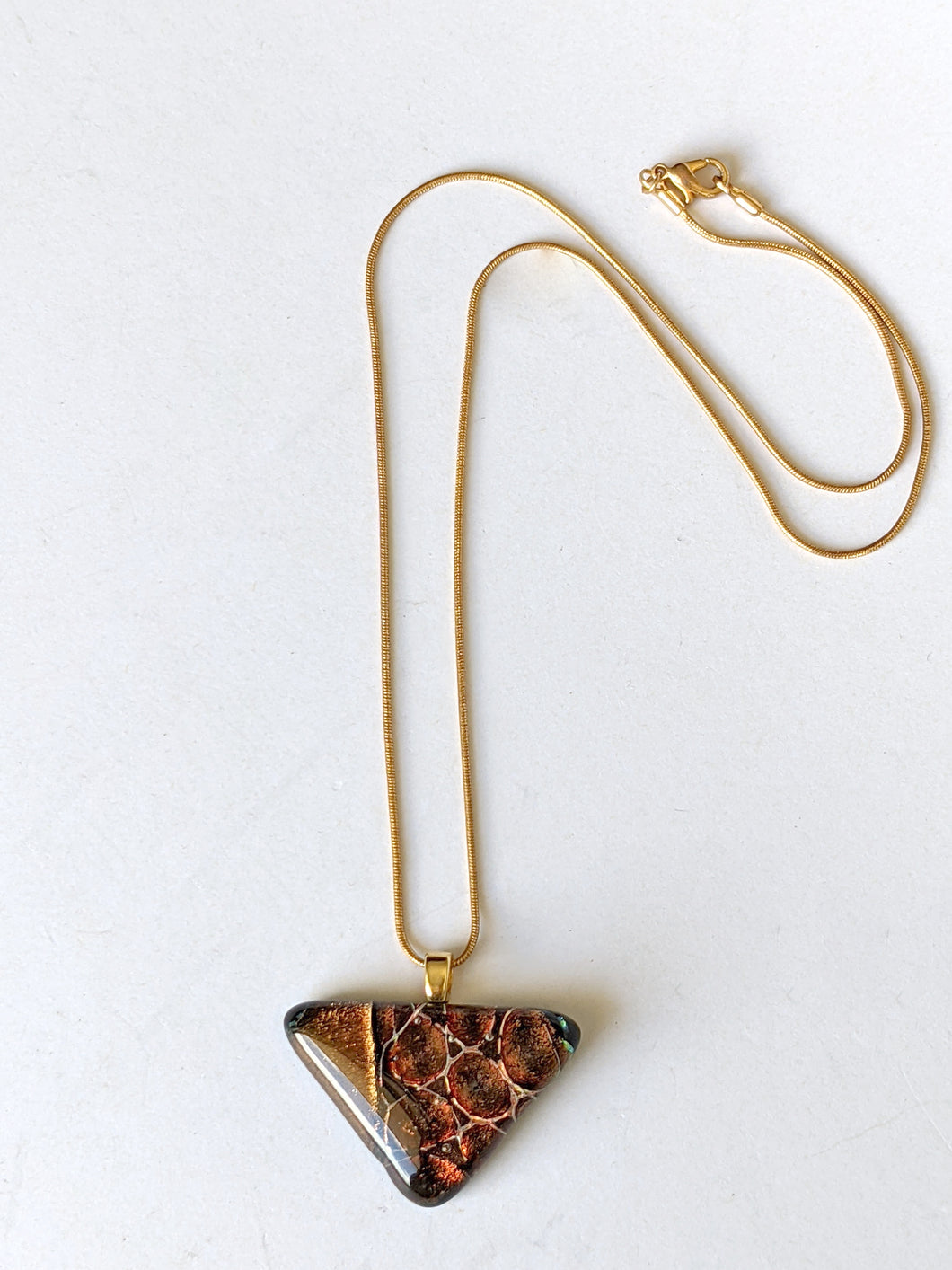 Dichroic Glass Pendant With Gold Chain  SOLD