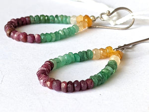 Ruby, Citrine and Emerald Gemstone Bead Earrings by Christine Smalley