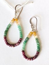 Load image into Gallery viewer, Ruby, Citrine and Emerald Gemstone Bead Earrings by Christine Smalley
