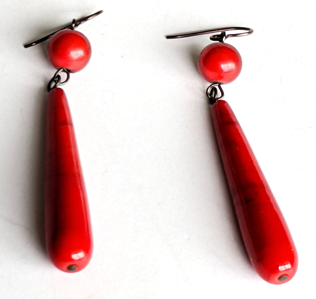 Dramatic Red Murano Glass Earrings