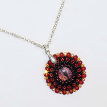 Load image into Gallery viewer, Peyote Stitch Necklace With Glass &#39;Cat&#39;s Eye&#39; By Neva Brown
