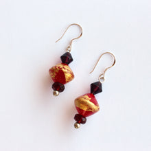 Load image into Gallery viewer, Luscious Australian Red and Gold Glass Bead Earrings
