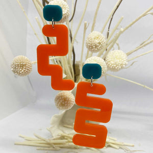 Trista - Orange with Teal Earbutton