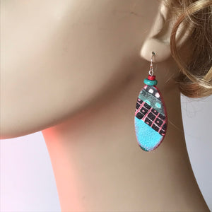 Coral and Turquoise Polymer Clay Drop Earrings by Wendy Moore [SOLD]