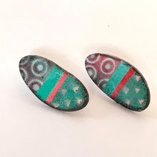 Load image into Gallery viewer, Coral and Turquoise Polymer Clay Studs by Wendy Moore
