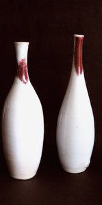 Bottle form RIGHT - red decor on white   SOLD