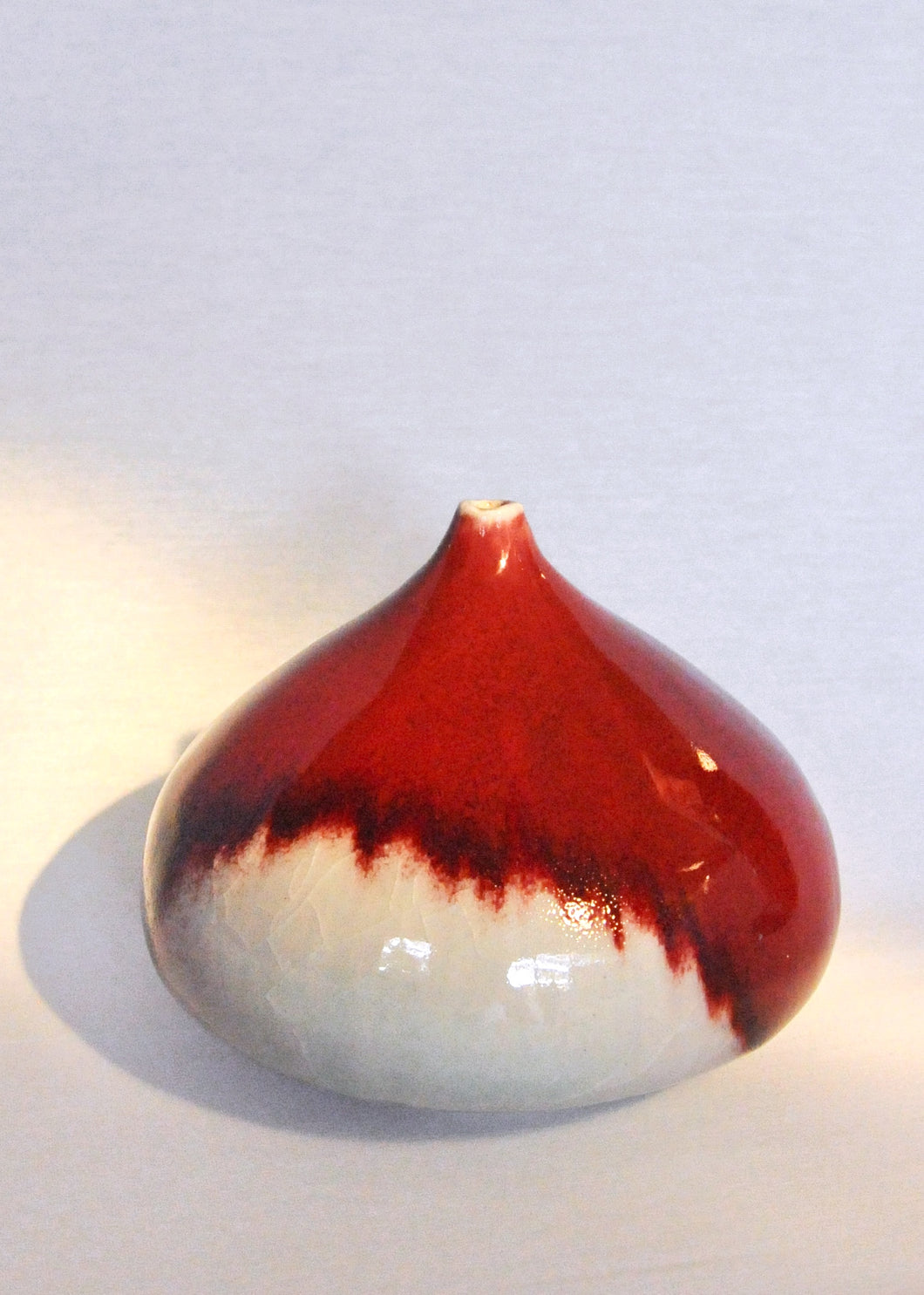 Vessel - tear drop - copper red on chun