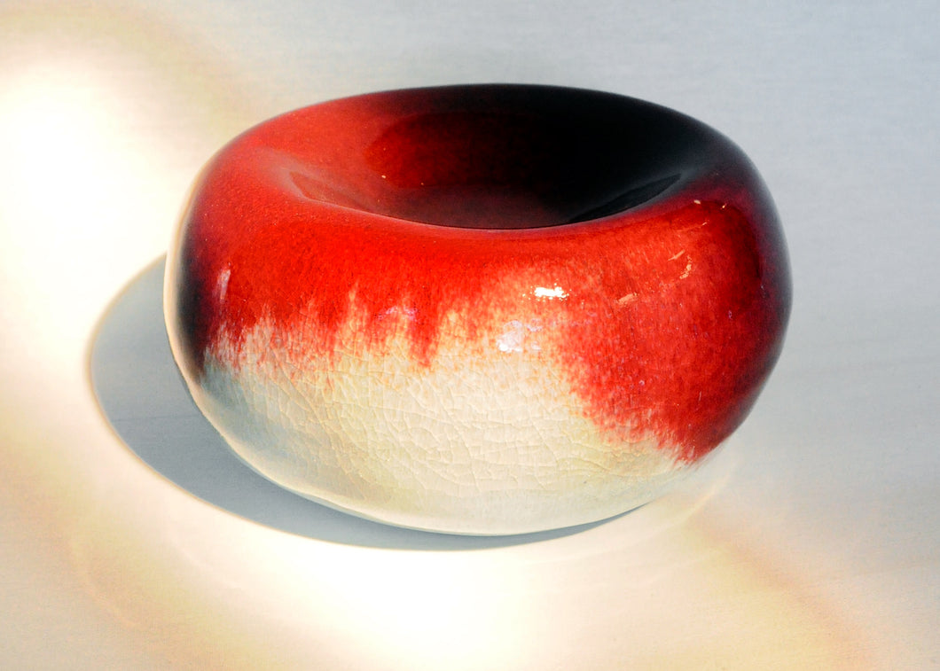 Pebble form - copper red on chun