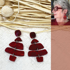 Ruby Red Christmas Tree Earrings