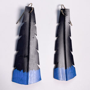 Rubber Earrings with Blue Accents by Diane Connal