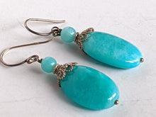 Load image into Gallery viewer, Topaz Earrings with Silver Caps &amp; Hooks
