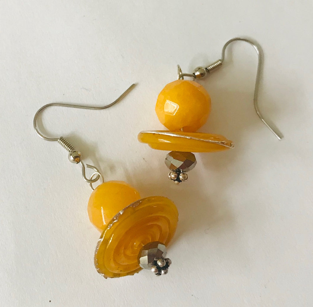 Unique Pair of Earrings by Christine Smalley with Beads by Liz Deluca