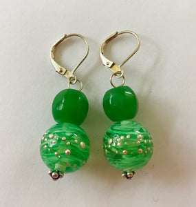 Unique Green Glass Earrings by Christine Smalley