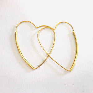 Vintage Gold Heart Hoop Earrings  SOLD