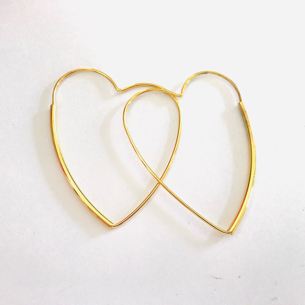 Vintage Gold Heart Hoop Earrings  SOLD