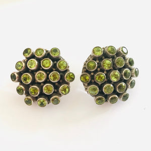 Vintage Peridot and Stirling Silver Stud Earrings