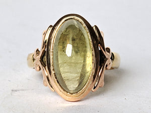Gold Ring with Green Amethyst Prasiolite Gemstone