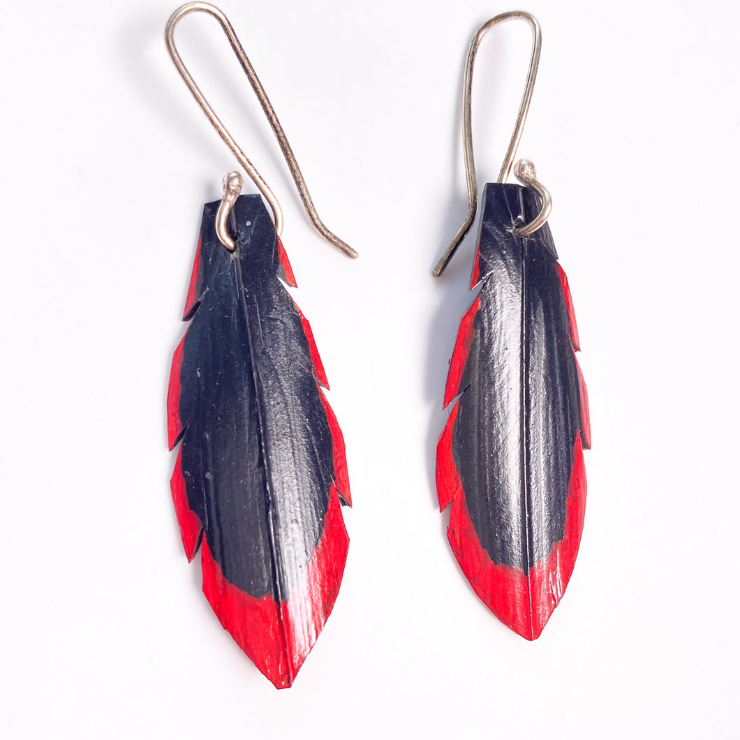 Small Red Edged Rubber Earrings by Diane Connal