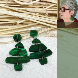 Green Emerald Christmas Tree Earrings